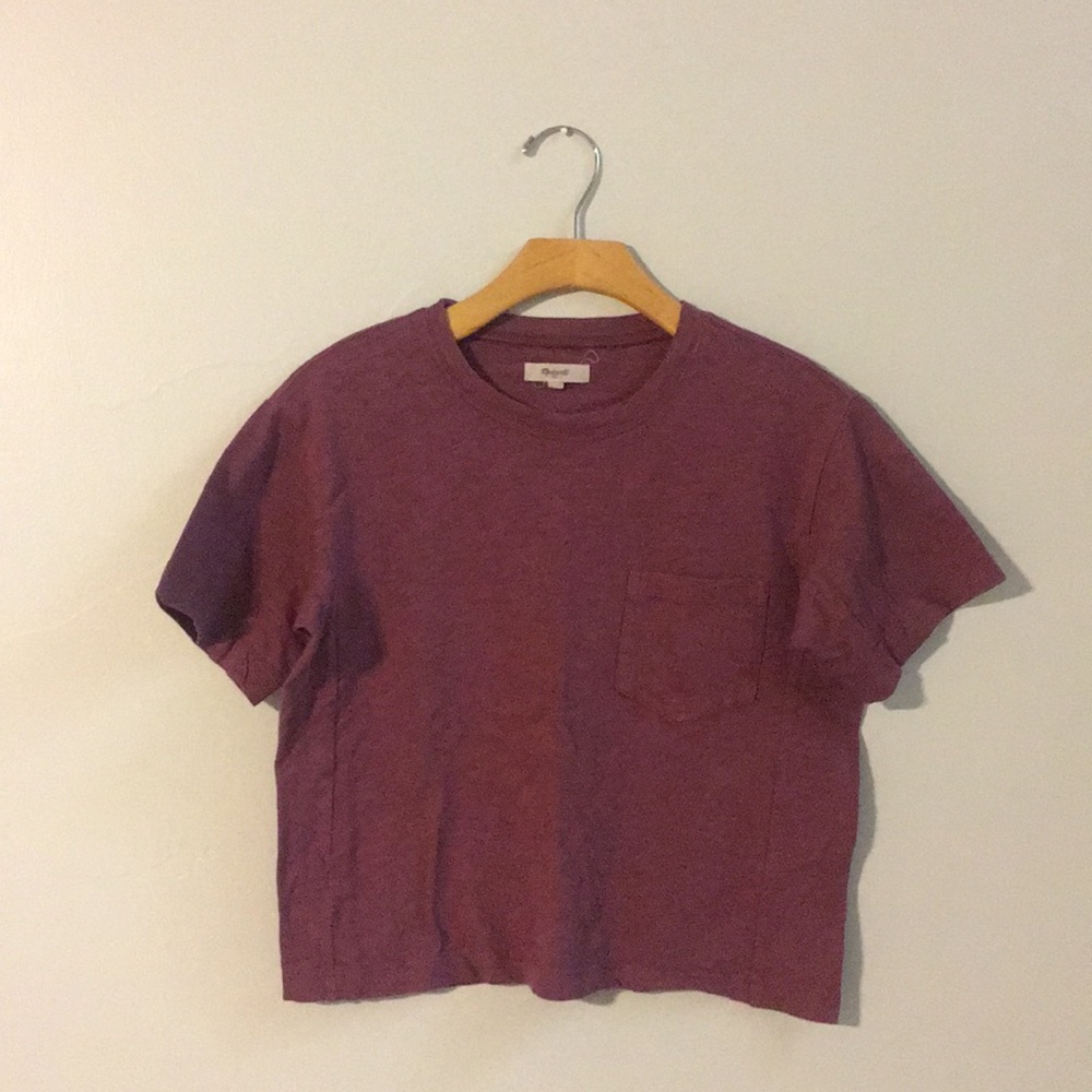 Madewell Maroon cropped tee